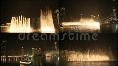 夜晚的迪拜喷泉